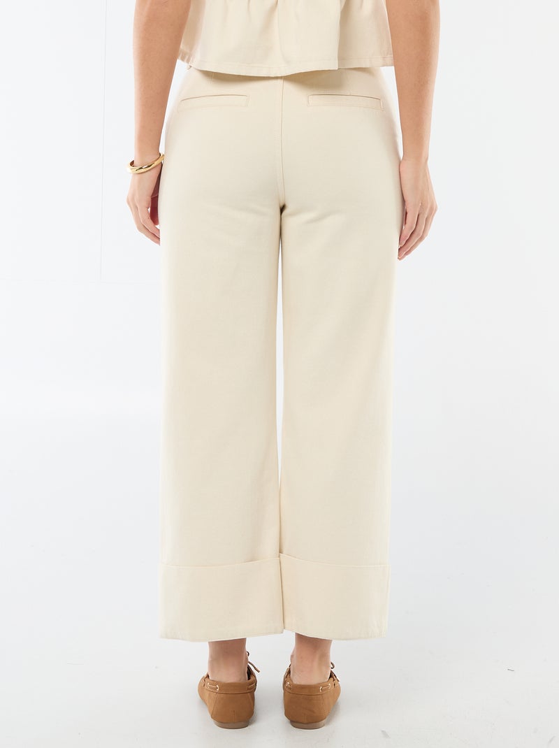 Jeans a vita alta con risvolto sul fondo Bianco - Kiabi
