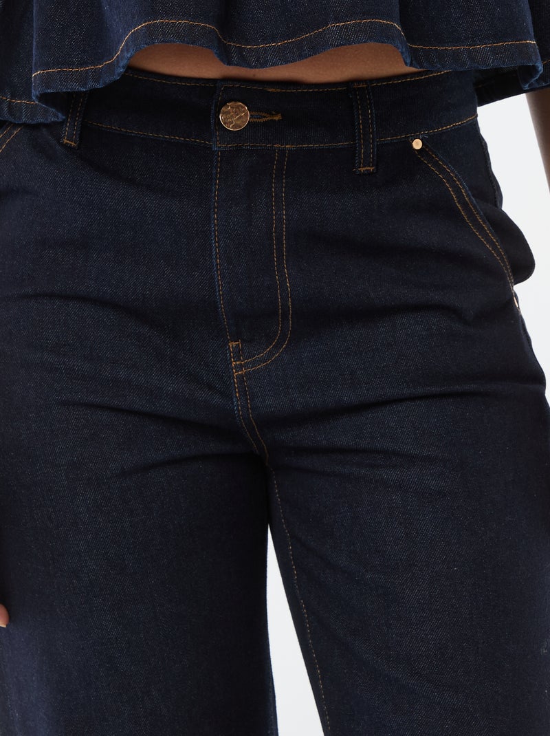 Jeans a vita alta con risvolto sul fondo Blu - Kiabi