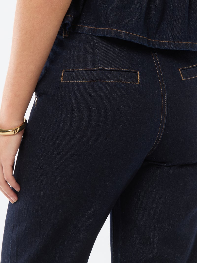 Jeans a vita alta con risvolto sul fondo Blu - Kiabi