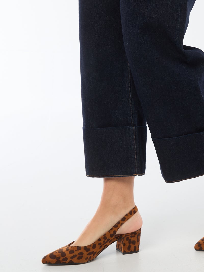 Jeans a vita alta con risvolto sul fondo Blu - Kiabi