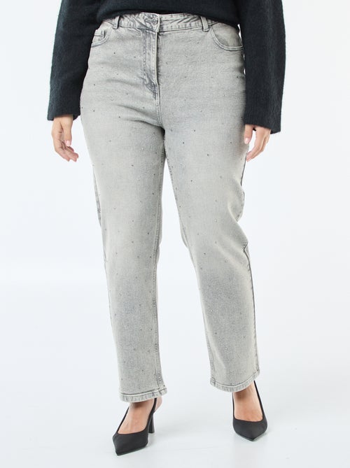 Jeans a vita alta con strass - Kiabi