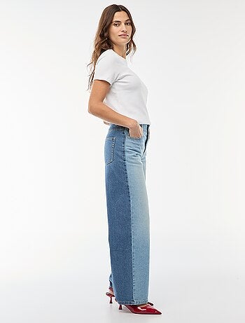 Jeans a vita alta, taglio ampio / wide leg + 2 tonalità di jeans