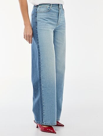 Jeans a vita alta, taglio ampio / wide leg + 2 tonalità di jeans