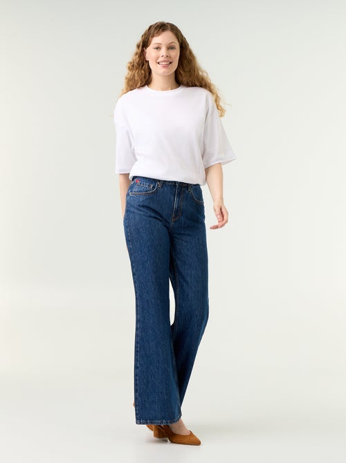 Jeans a vita alta taglio flare con ricami a 'cuori' - Kiabi