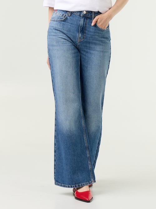 Jeans a vita alta taglio flare con ricami a 'cuori' - Kiabi