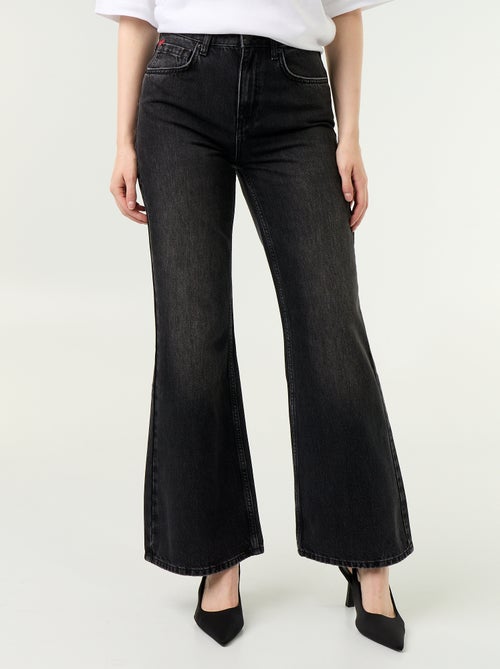 Jeans a vita alta taglio flare con ricami a 'cuori' - Kiabi