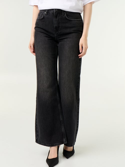 Jeans a vita alta taglio flare con ricami a 'cuori' - Kiabi