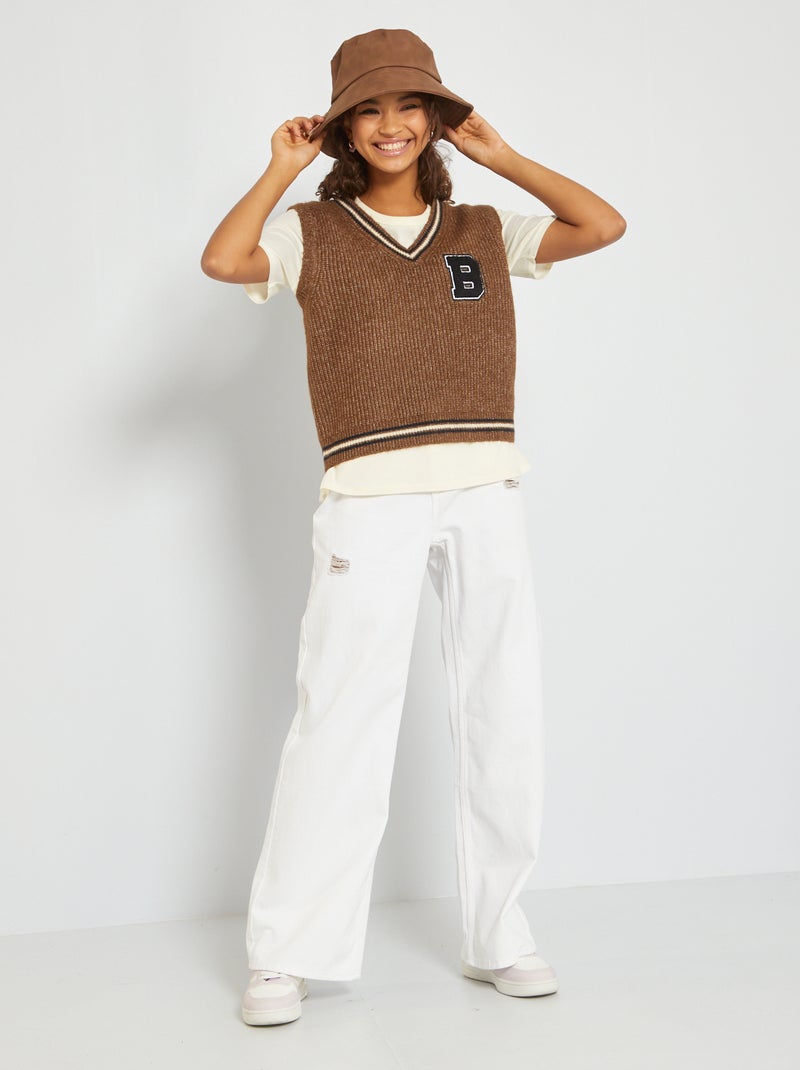 Jeans a vita alta wide leg Bianco - Kiabi