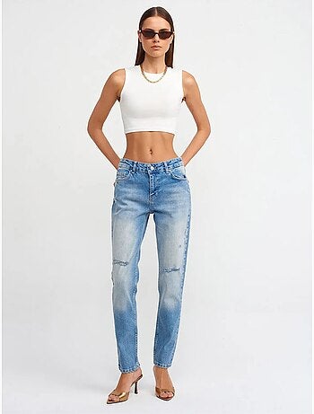 Jeans a vita media a gamba dritta dilvin