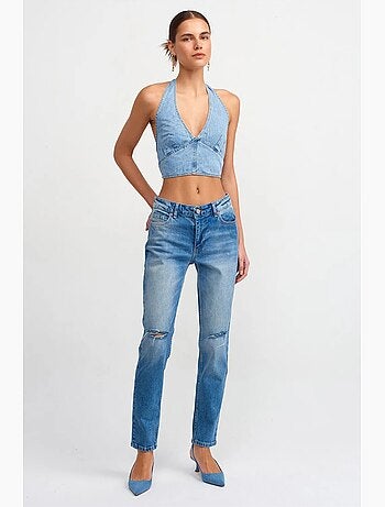 Jeans a vita media a gamba dritta dilvin