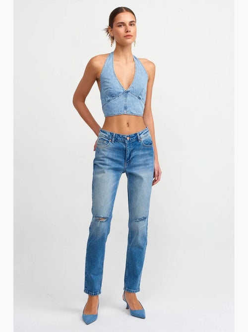 Jeans a vita media a gamba dritta dilvin - Kiabi Jeans a vita media a gamba dritta dilvin - Kiabi