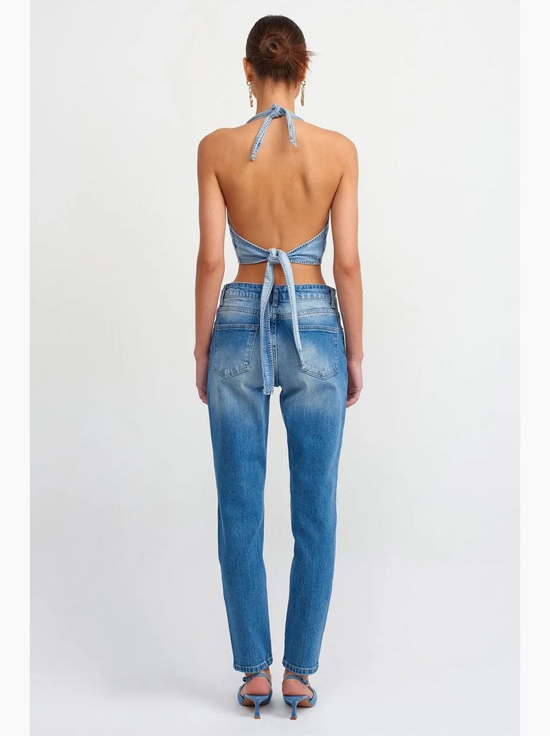 Jeans a vita media a gamba dritta dilvin Blu zaffiro - Kiabi