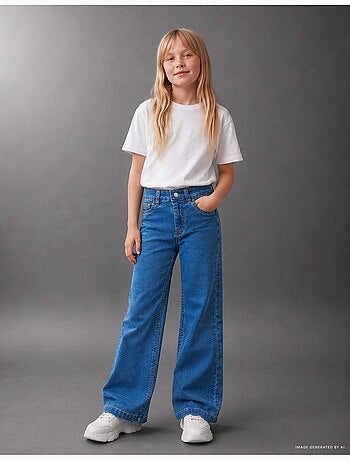 Jeans a zampa con cintura regolabile e tasche