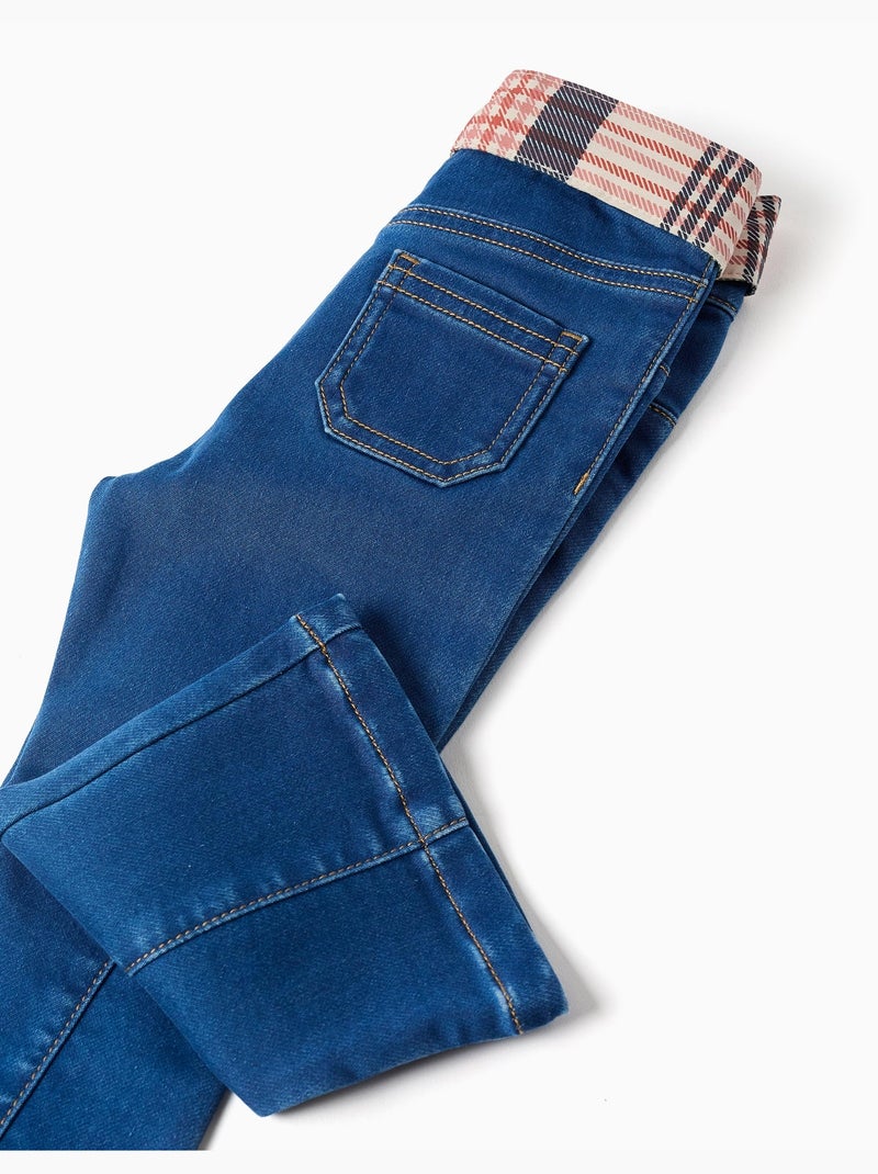 Jeans a zampa con tasche e cintura a quadri Blu Blu - Kiabi