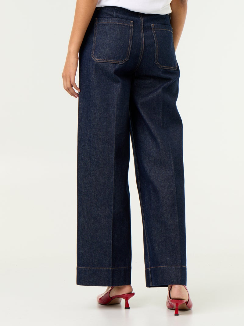 Jeans ampi a vita alta con tasche applicate Blu - Kiabi