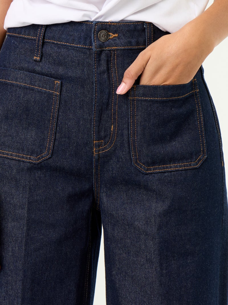 Jeans ampi a vita alta con tasche applicate Blu - Kiabi