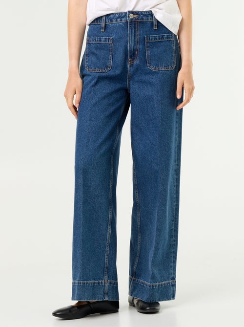 Jeans ampi a vita alta con tasche applicate - Kiabi