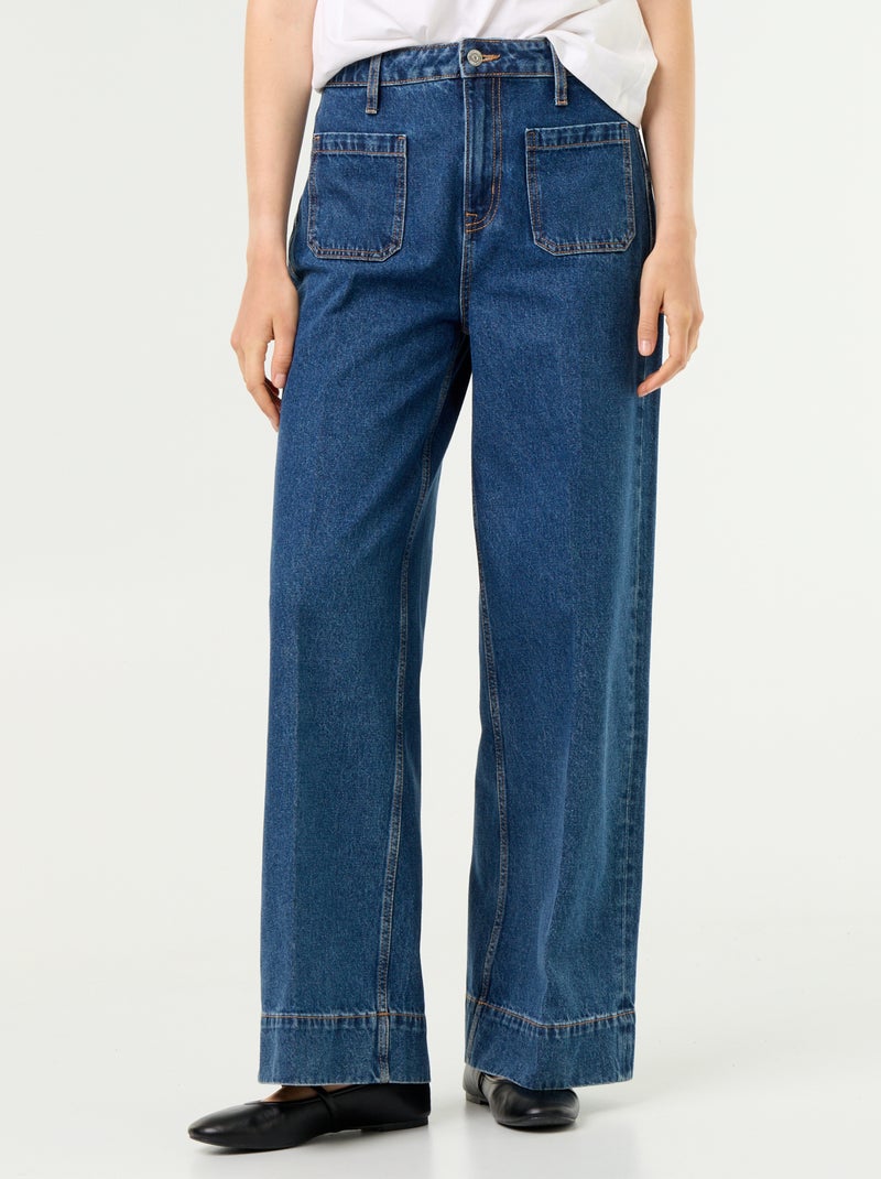 Jeans ampi a vita alta con tasche applicate Blu - Kiabi