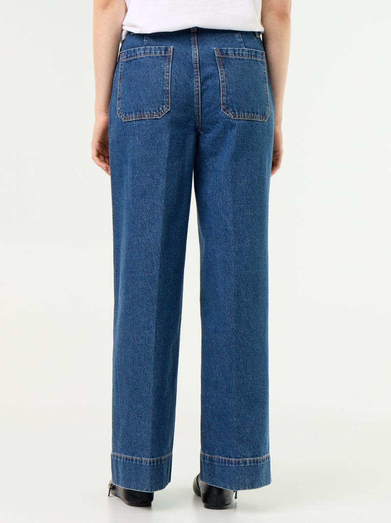 Jeans ampi a vita alta con tasche applicate Blu - Kiabi