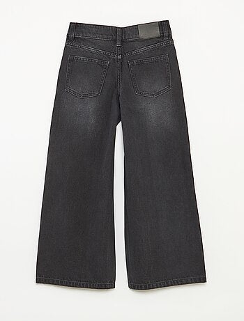 Jeans ampi con fiocchi di neve in strass
