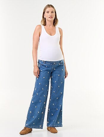 Jeans ampio premaman con motivo