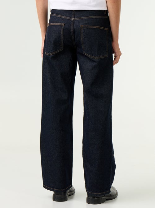 Jeans baggy a tinta unita con inserti fantasia - Kiabi