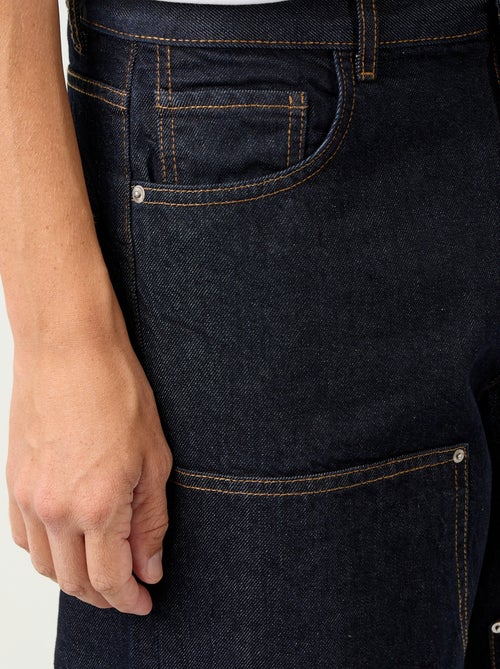 Jeans baggy a tinta unita con inserti fantasia - Kiabi