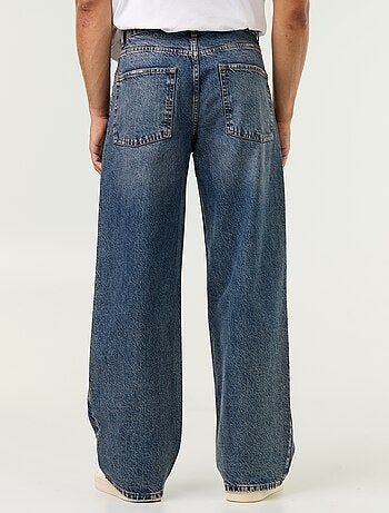 Jeans baggy a tinta unita con inserti fantasia