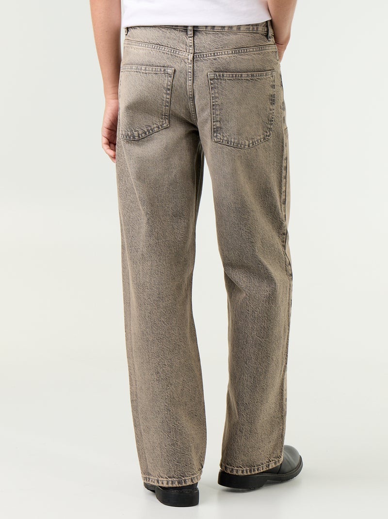 Jeans baggy a tinta unita con inserti fantasia Grigio - Kiabi