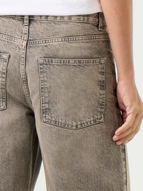 Jeans baggy a tinta unita con inserti fantasia - Kiabi