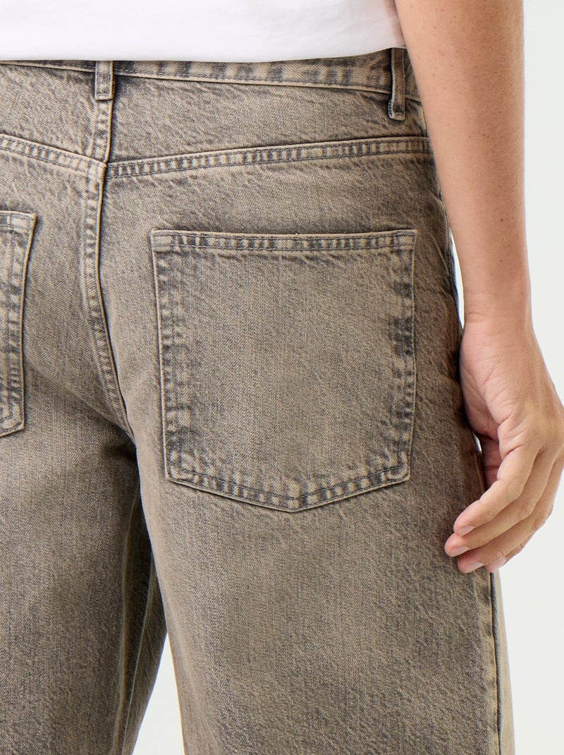 Jeans baggy a tinta unita con inserti fantasia Grigio - Kiabi