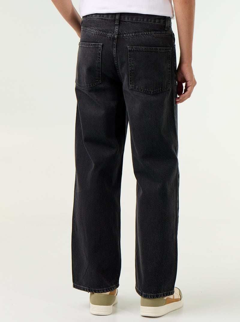 Jeans baggy a tinta unita con inserti fantasia Nero - Kiabi
