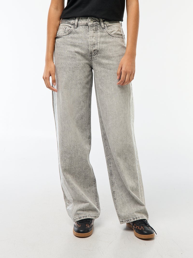 Jeans baggy con bande argentate Grigio - Kiabi