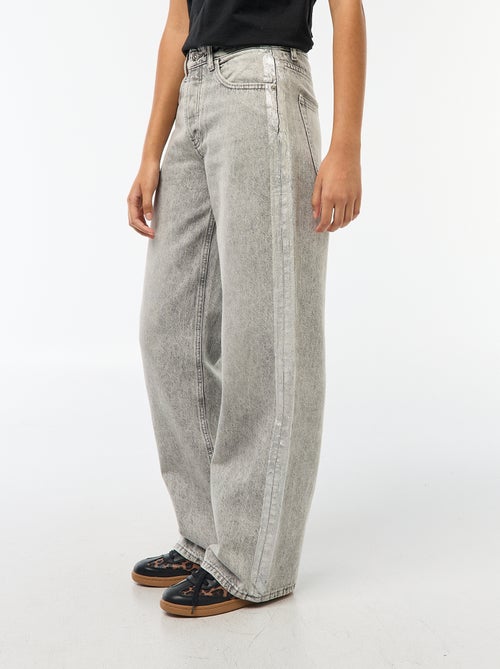 Jeans baggy con bande argentate - Kiabi