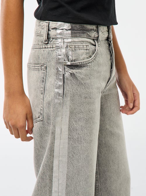 Jeans baggy con bande argentate - Kiabi