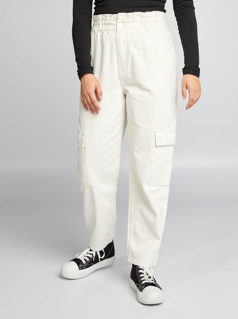 Jeans baggy con vita elasticizzata BIANCO - Kiabi
