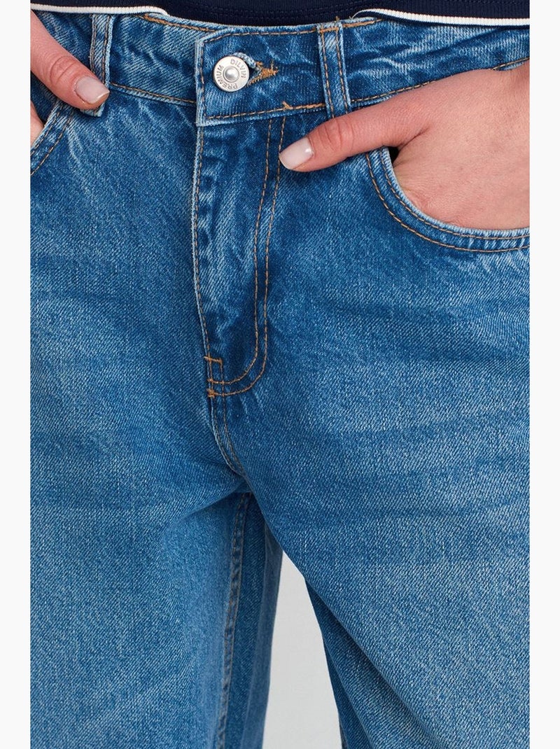 Jeans balloon a vita alta con gamba ampia dilvin Blu zaffiro - Kiabi