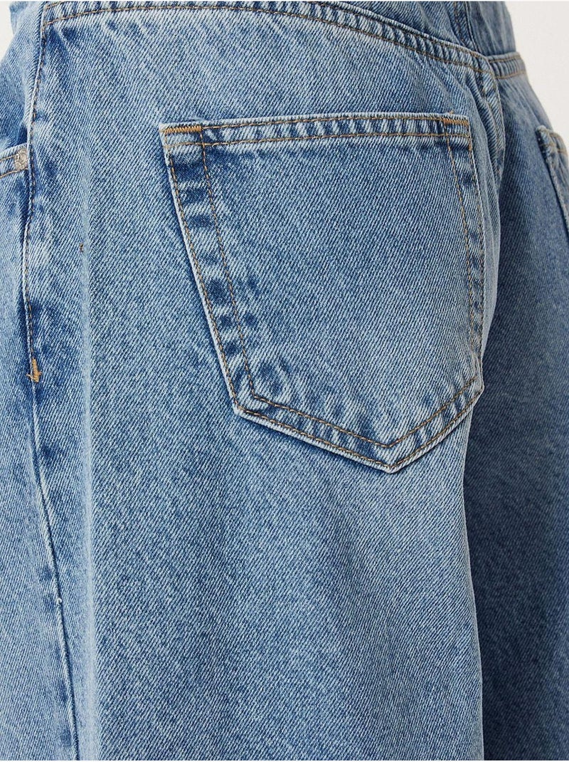 Jeans balloon fit a vita alta con risvolto boot cuff istanbul Blu chiaro - Kiabi