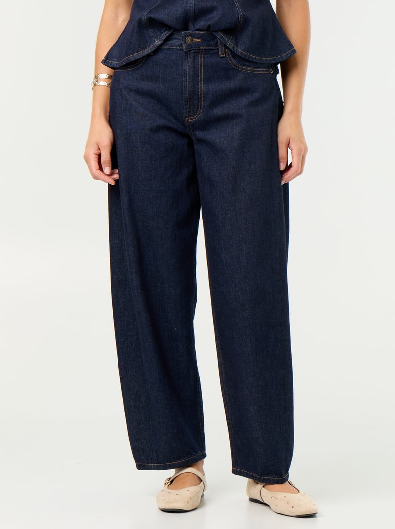 Jeans barrel a vita alta Blu - Kiabi
