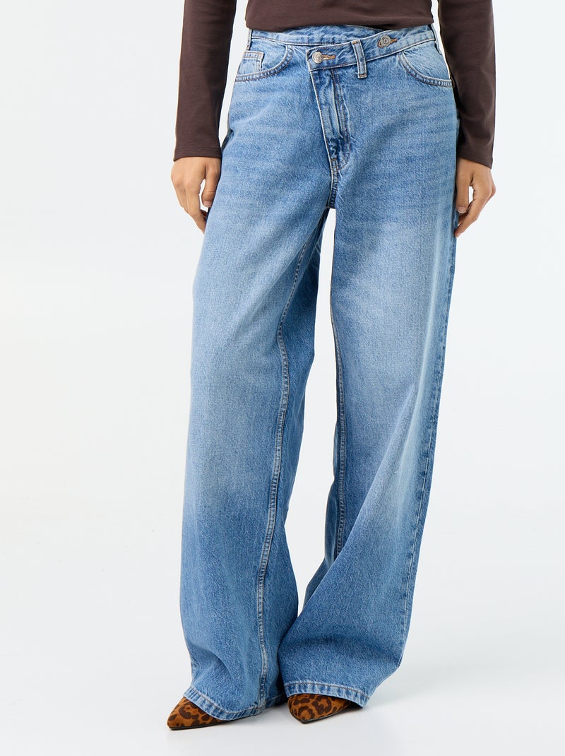 Jeans barrel con abbottonatura asimmetrica Blu - Kiabi