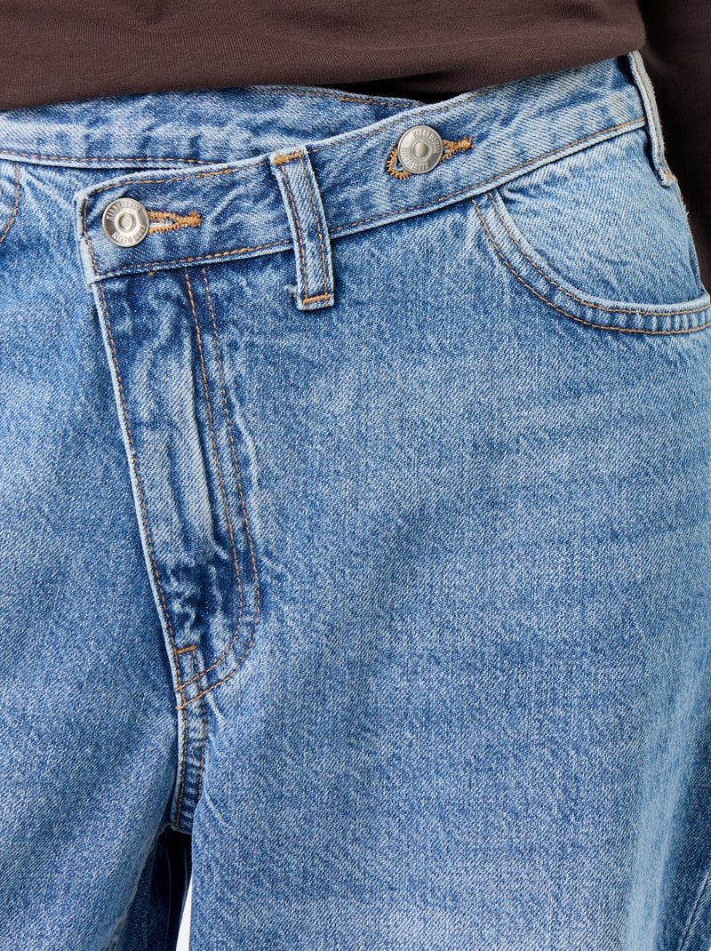 Jeans barrel con abbottonatura asimmetrica Blu - Kiabi
