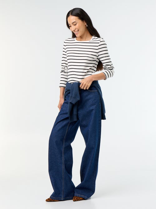 Jeans barrel con abbottonatura asimmetrica - Kiabi