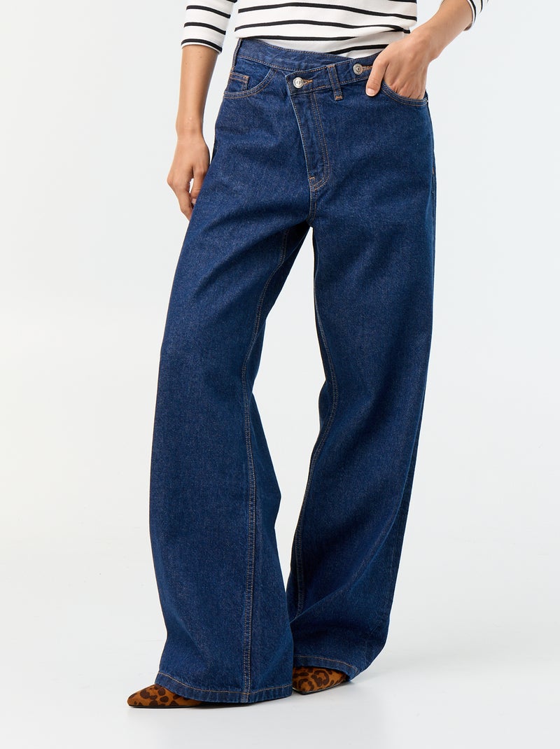 Jeans barrel con abbottonatura asimmetrica Blu - Kiabi