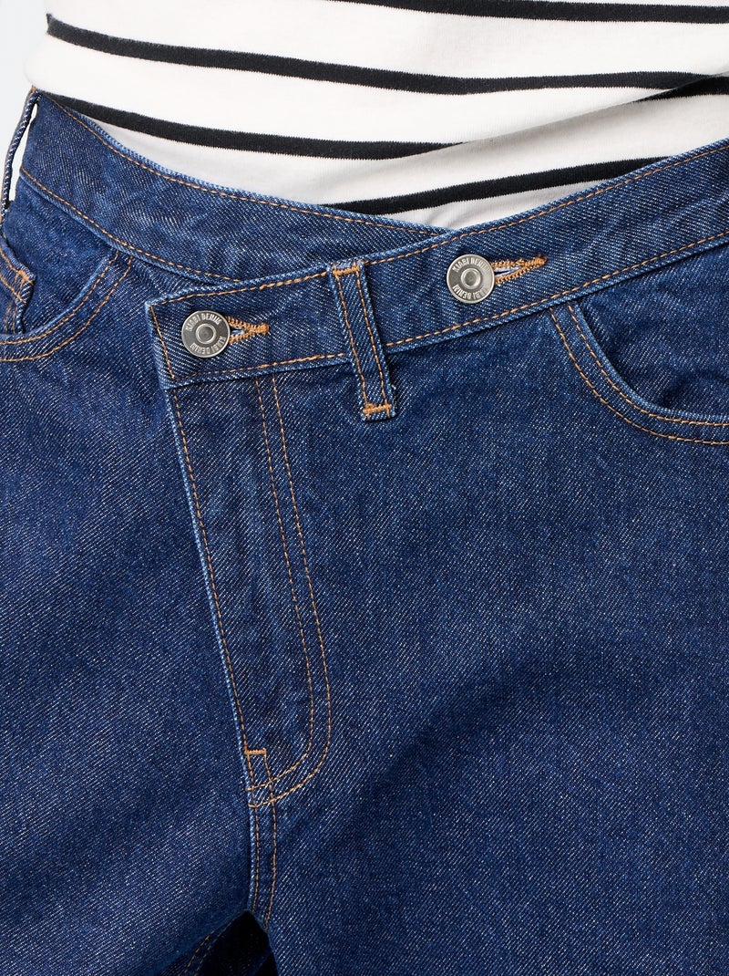 Jeans barrel con abbottonatura asimmetrica Blu - Kiabi