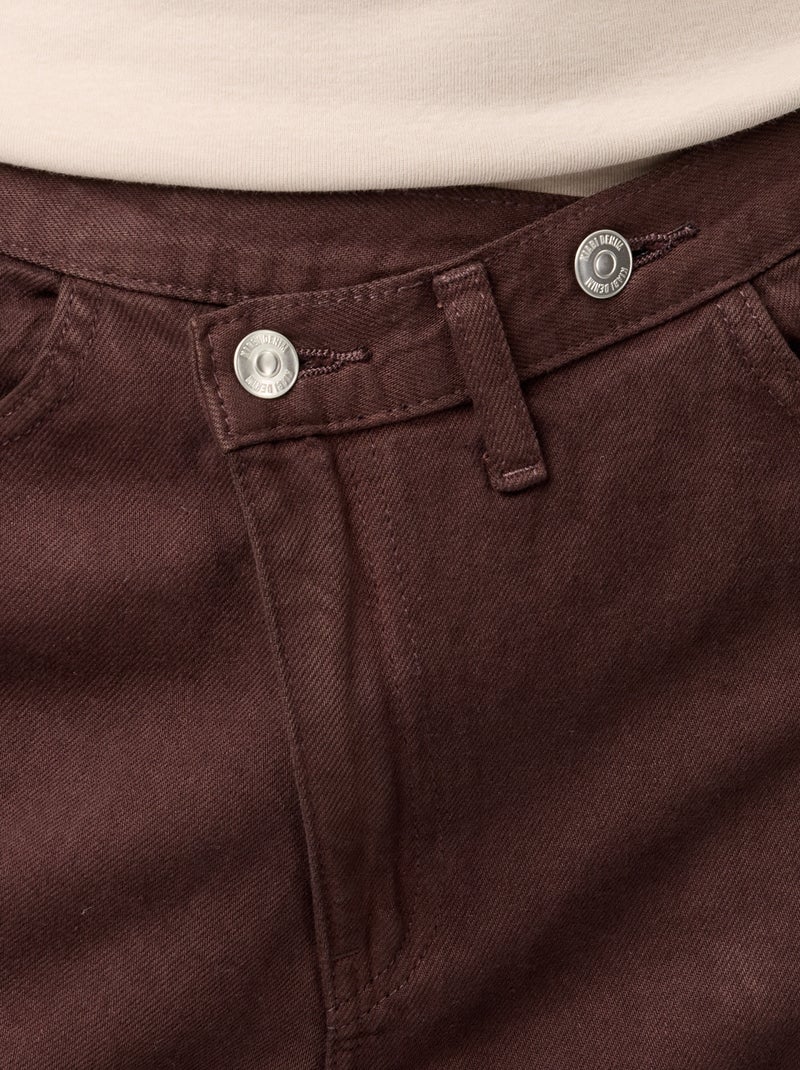 Jeans barrel con abbottonatura asimmetrica Marrone - Kiabi