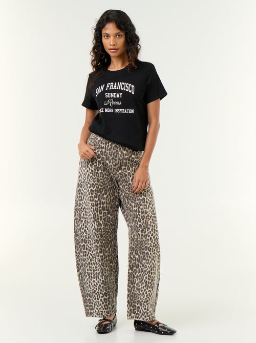 Jeans barrel con stampa leopardata - Kiabi