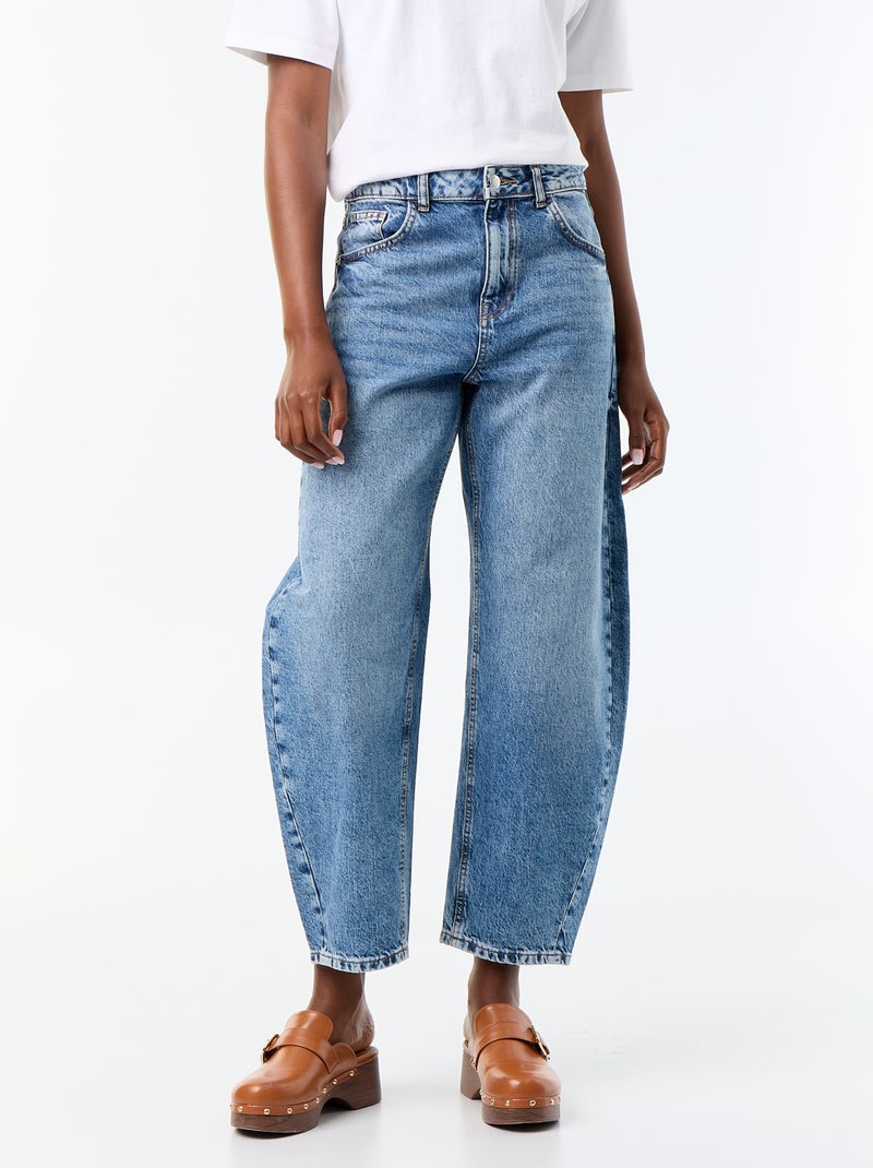 Jeans barrel / taglio ampio a vita alta Blu - Kiabi