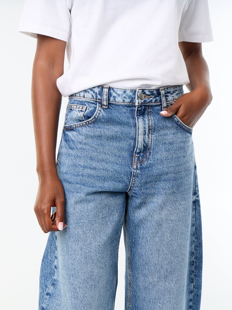 Jeans barrel / taglio ampio a vita alta Blu - Kiabi