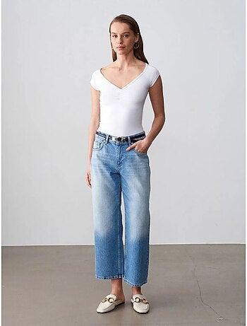 Jeans capri a vita bassa a gamba ampia dilvin