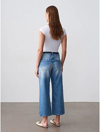 Jeans capri a vita bassa a gamba ampia dilvin